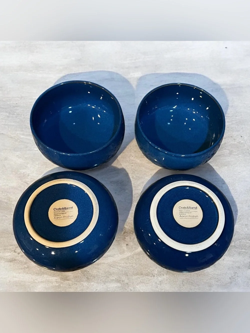 Crate & Barrel Aaron Probyn Lake Blue Bowls Set of 4